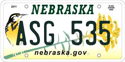 NE license plate ASG535