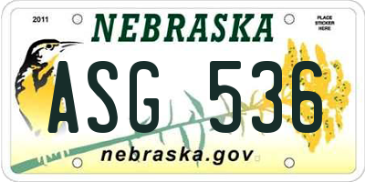 NE license plate ASG536