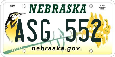 NE license plate ASG552
