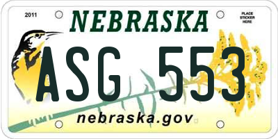 NE license plate ASG553