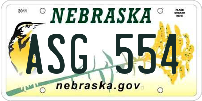 NE license plate ASG554