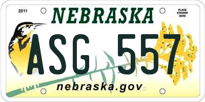 NE license plate ASG557