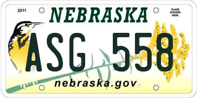 NE license plate ASG558