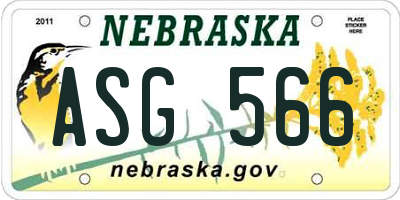 NE license plate ASG566