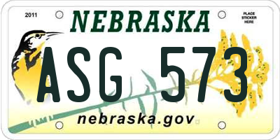 NE license plate ASG573