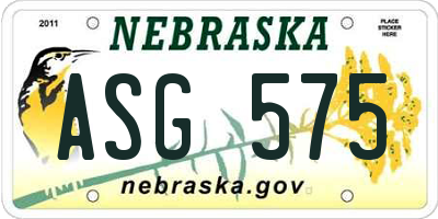 NE license plate ASG575
