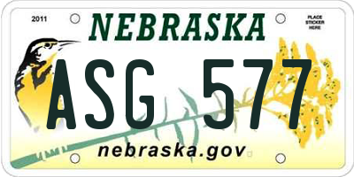 NE license plate ASG577