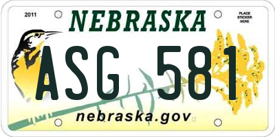NE license plate ASG581