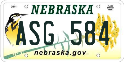 NE license plate ASG584