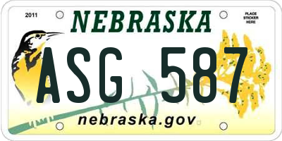 NE license plate ASG587