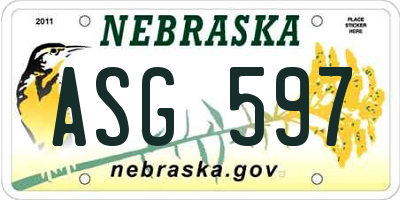 NE license plate ASG597