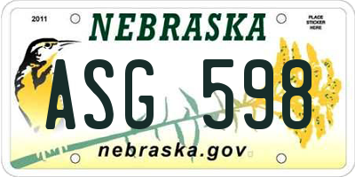 NE license plate ASG598
