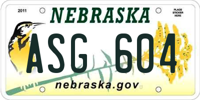 NE license plate ASG604