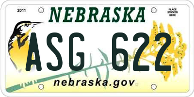 NE license plate ASG622