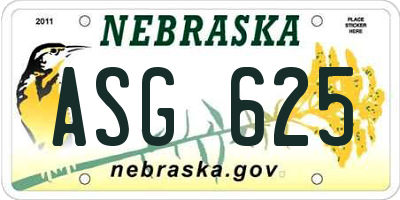 NE license plate ASG625