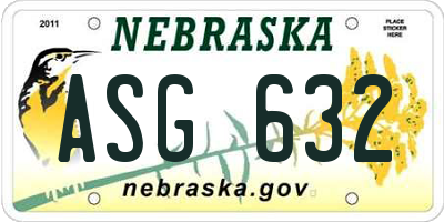 NE license plate ASG632