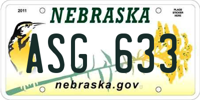 NE license plate ASG633