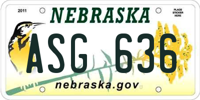 NE license plate ASG636
