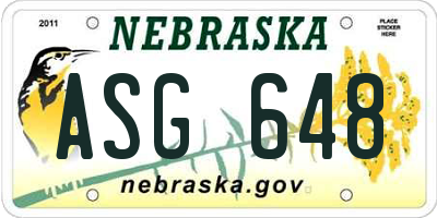 NE license plate ASG648