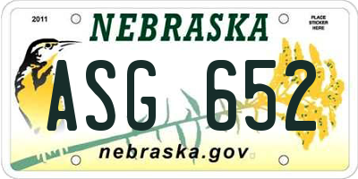 NE license plate ASG652