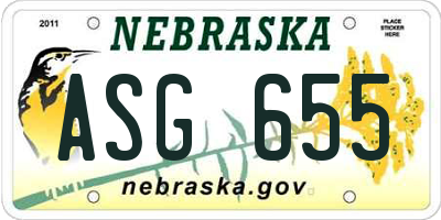 NE license plate ASG655