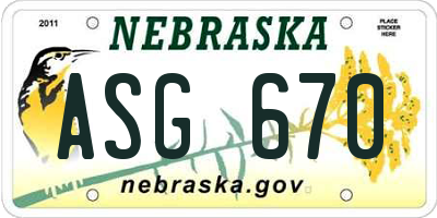 NE license plate ASG670