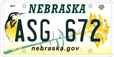 NE license plate ASG672
