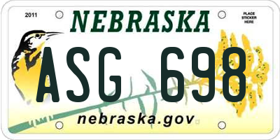 NE license plate ASG698