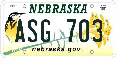 NE license plate ASG703