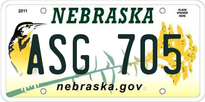 NE license plate ASG705
