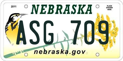 NE license plate ASG709