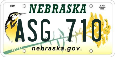 NE license plate ASG710