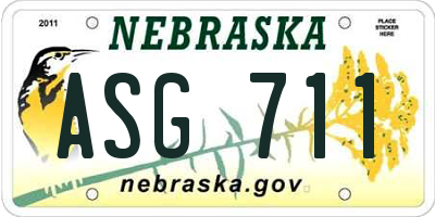 NE license plate ASG711