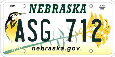 NE license plate ASG712