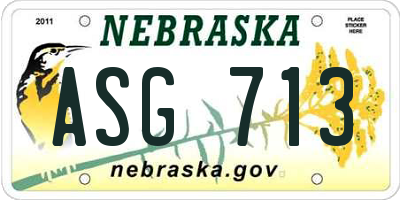 NE license plate ASG713