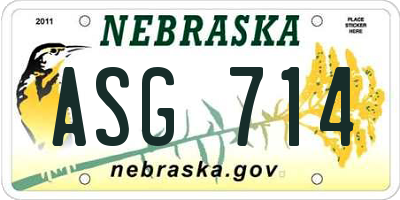 NE license plate ASG714