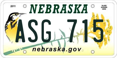 NE license plate ASG715