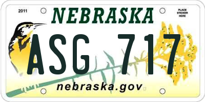 NE license plate ASG717