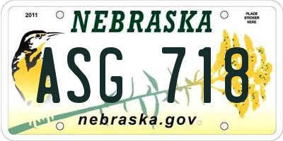 NE license plate ASG718