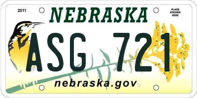 NE license plate ASG721