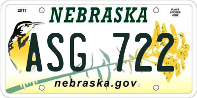NE license plate ASG722