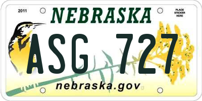 NE license plate ASG727