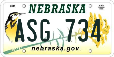 NE license plate ASG734