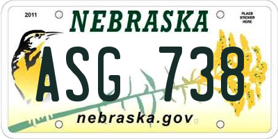 NE license plate ASG738
