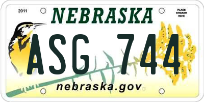 NE license plate ASG744