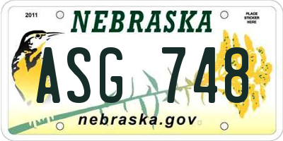 NE license plate ASG748