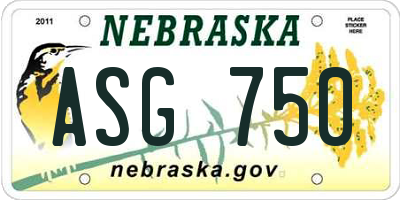 NE license plate ASG750