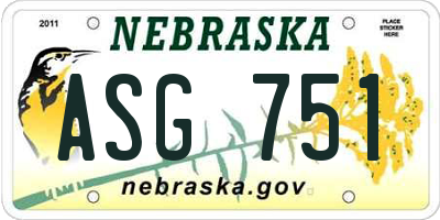 NE license plate ASG751