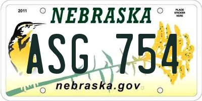 NE license plate ASG754
