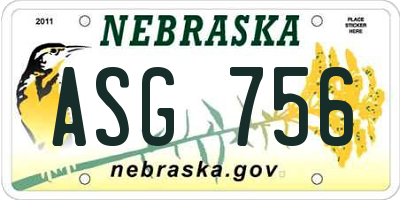 NE license plate ASG756